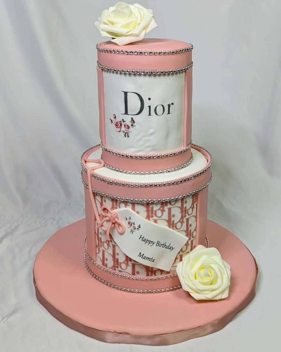 Pink Dior themed cake
