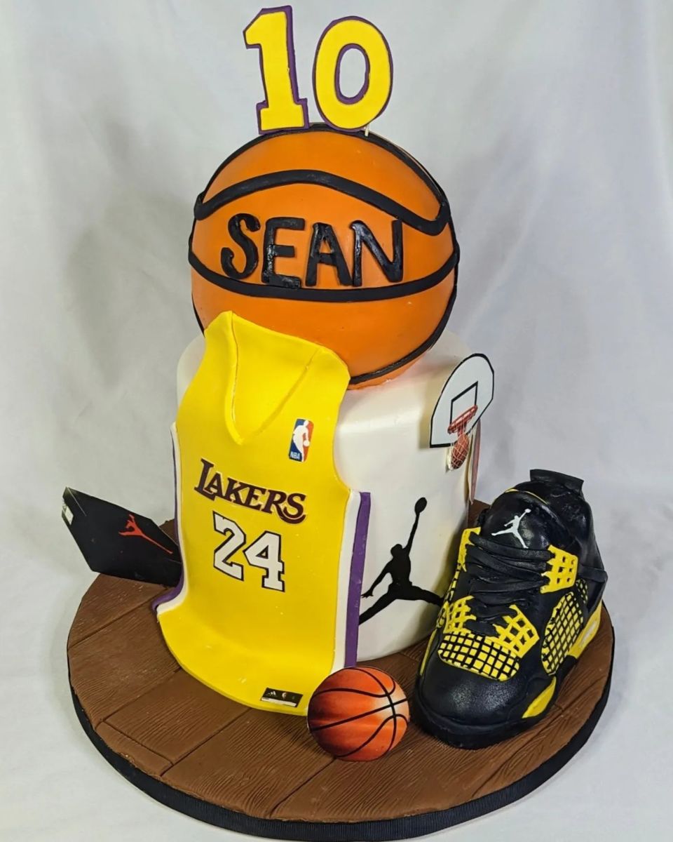 Lakers jersey and sneaker cake